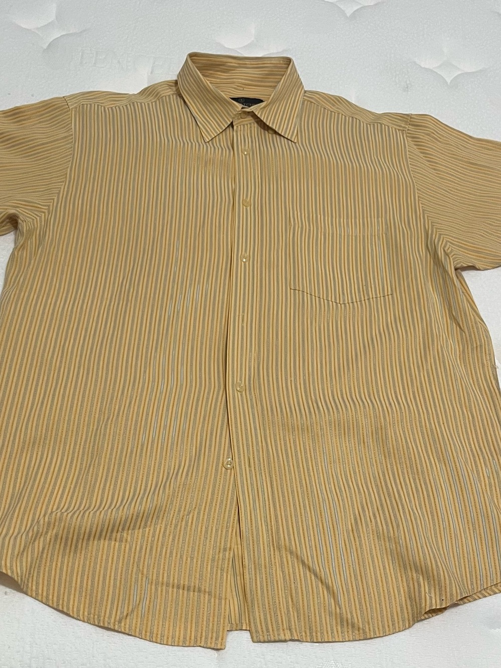 Bugatchi Uomo Yellow Striped Button Down Dress Shirt Size L